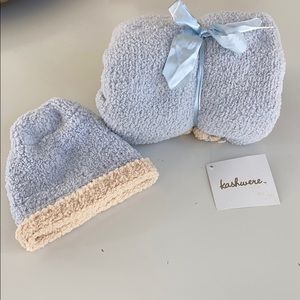 Kashwere receiving blanket and hat.